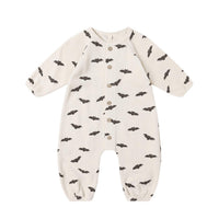 Quincy Mae Waffle Long Sleeve Jumpsuit in bats - kids' item - detail view