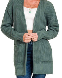 Vanilla Monkey - Cuddle Up Waffle Open Cardigan Sweater
