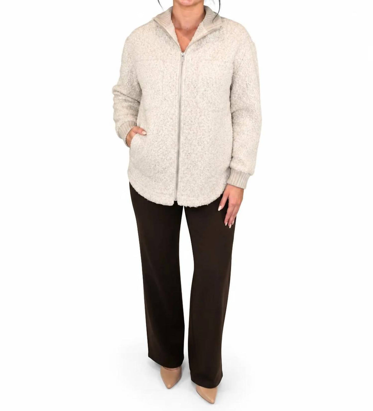 Charlie B - Zipper Front Boucle Jacket