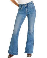 Rock & Roll Denim Double Waistband High Rise Jean in medium vintage - women's jeans