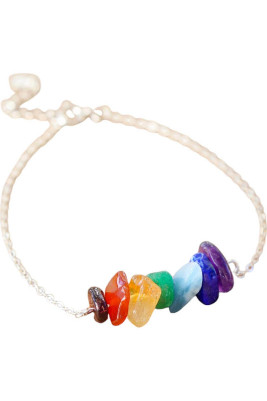 Xander Kostroma - Women's 7 Chakra Raw Stone Crystal Bar Bracelet