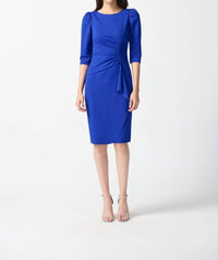 Joseph Ribkoff - Scuba Crepe Boat Neckline Midi Sheath Dress