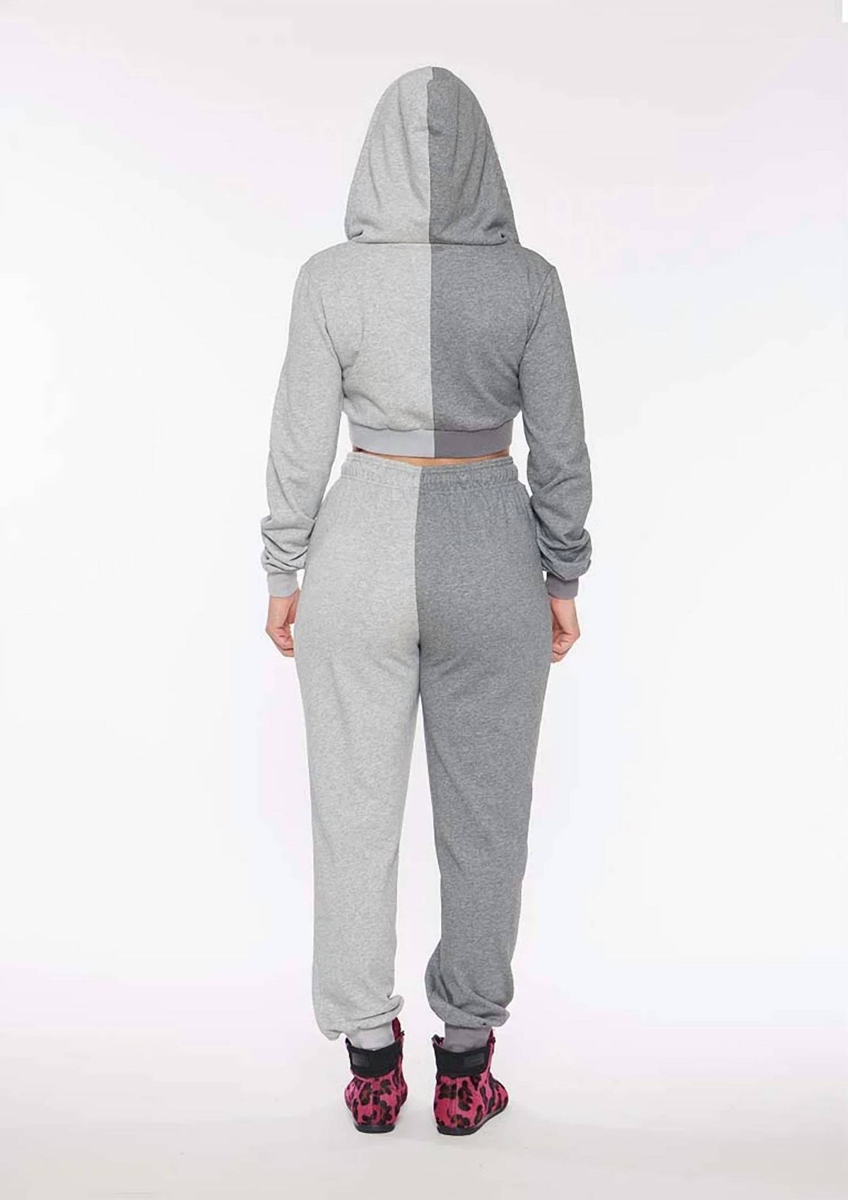 Circular Path - Two Tone Crop Hoodie
