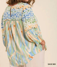 Umgee - Hazel's Pastel Mixed Print Top
