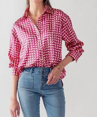 Big Hit Fashion - Elsie All Over Printed Button Down Top