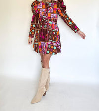 Karlie - Floral Frame Puff Sleve Shirt Dress