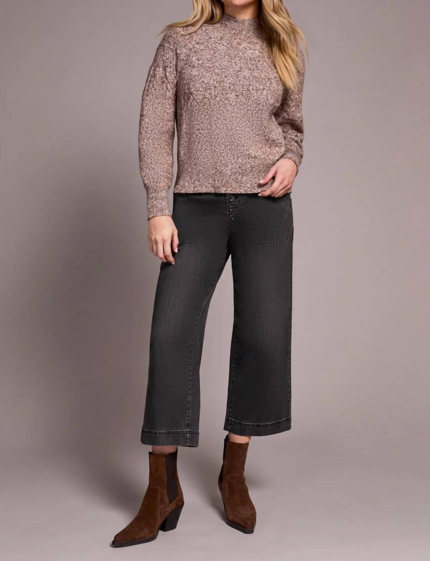 Tribal - Two Tone Mock Neck Sweater