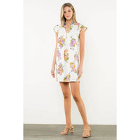 Thml - Floral Flutter Sleeve Mini Dress With Pom Trim