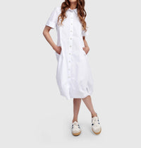 ALEMBIKA Barb Cotton Shirtdress in white - women's dress