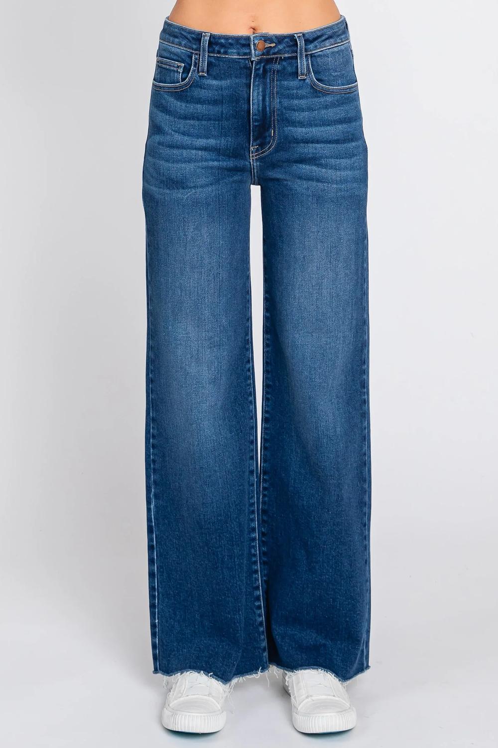 Letter To Juliet - Paola A-line Scissor Hem Wide Leg Jeans