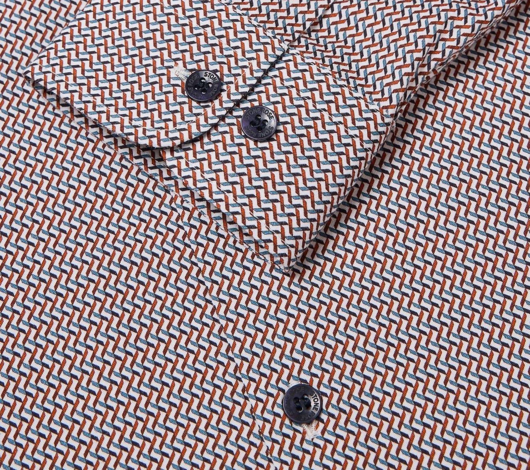Stone Rose - Printed Micro Weave Long Sleeve Shirt