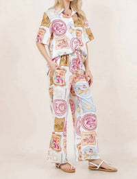 Sundayup - Stamp My Passport Top & Pant Set