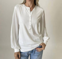 SIX/FIFTY Janie Long Sleeve Top in white - women's long sleeve top