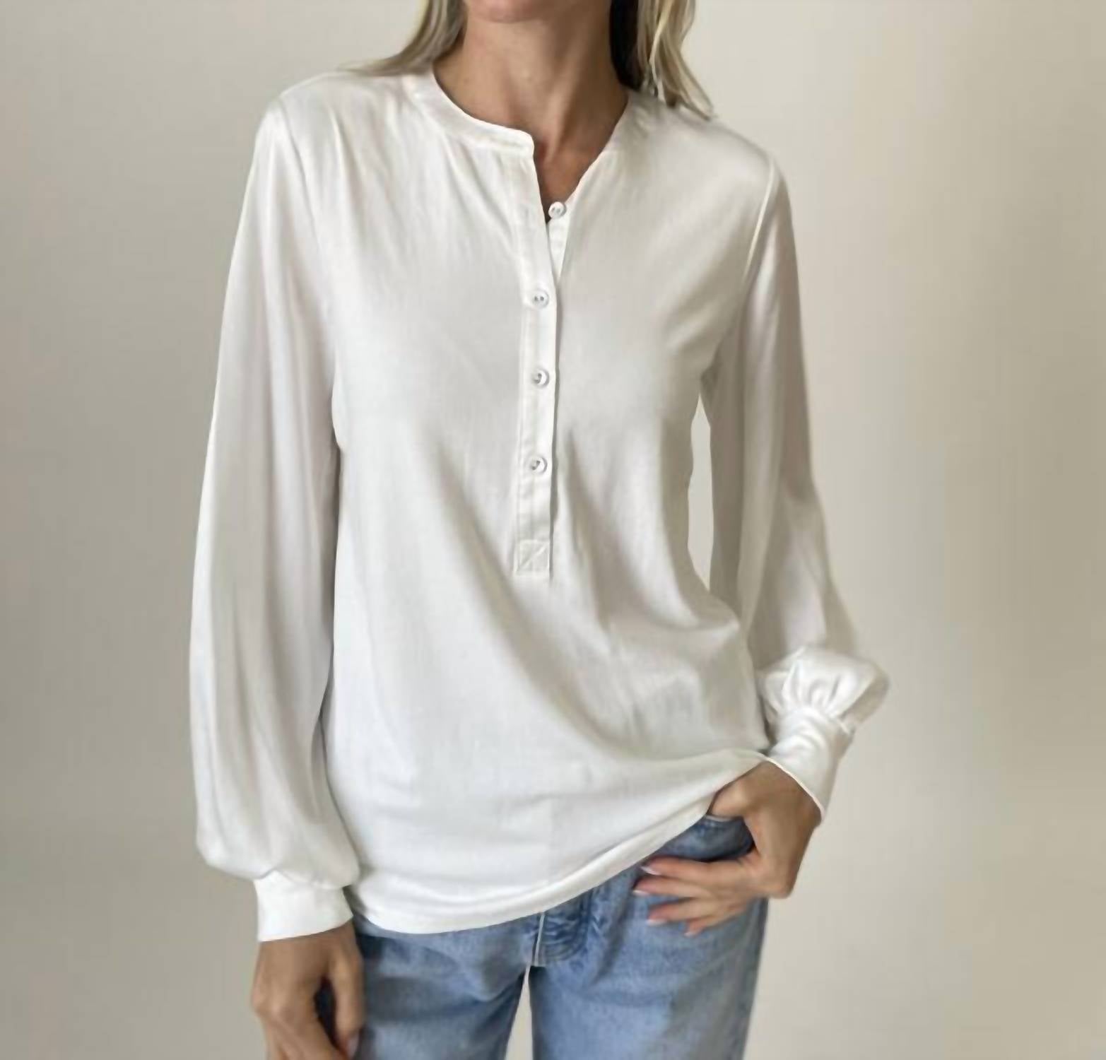 SIX/FIFTY Janie Long Sleeve Top in white - women's long sleeve top