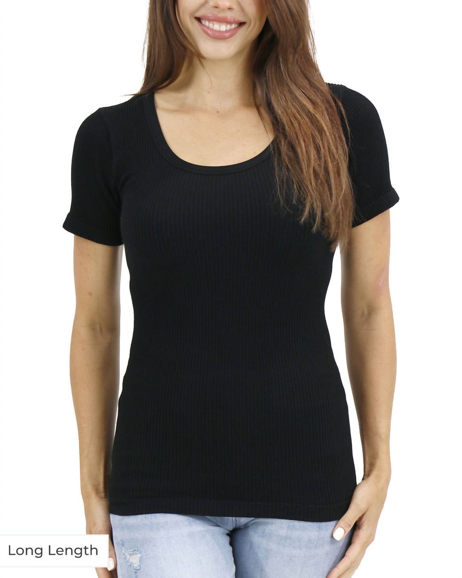 Grace and Lace Short Sleeve Knit Top in black - women's t-shirt