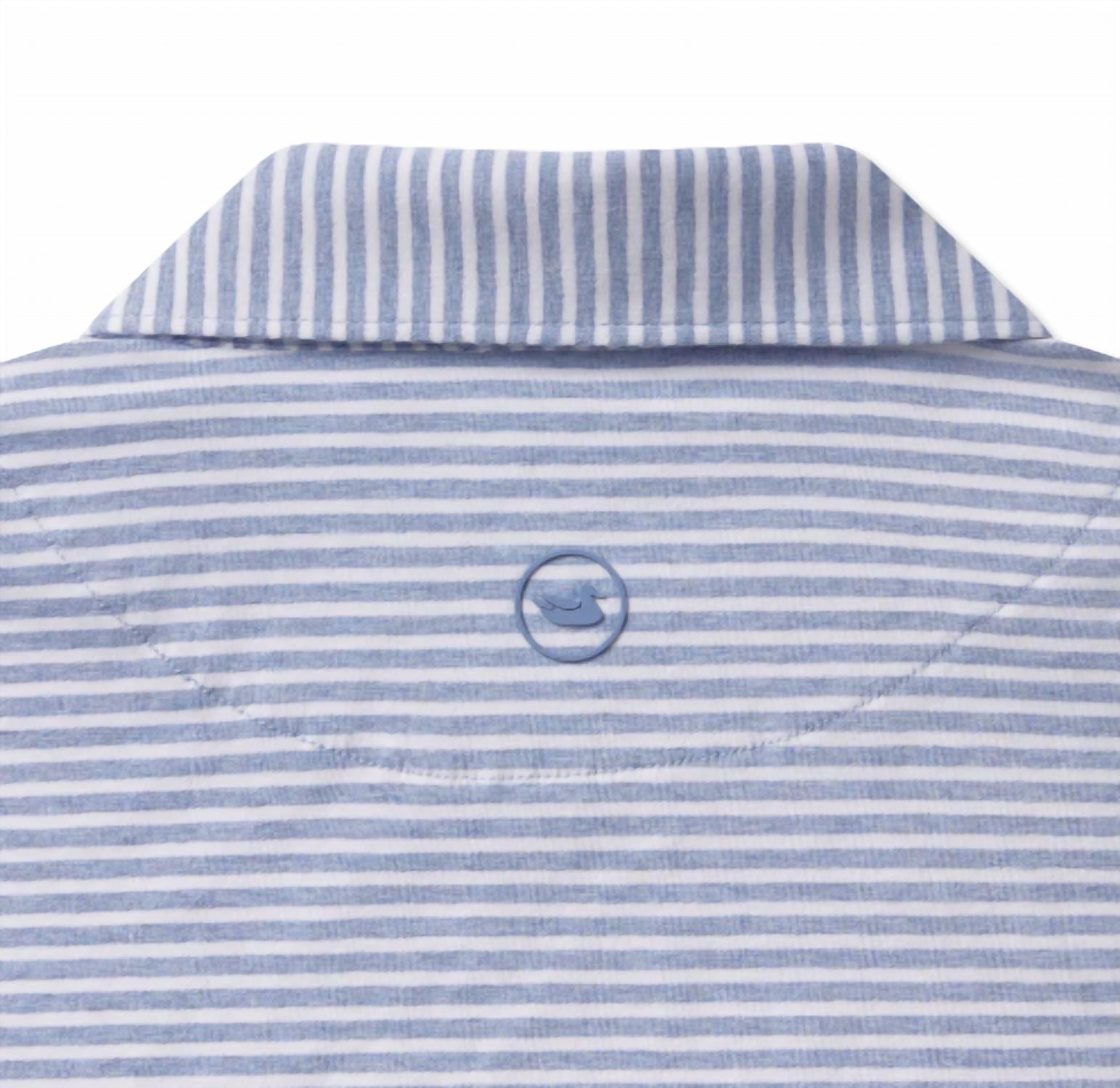 Southern Marsh Men's Nantucket Relaxed Stripe Polo Shirt in french blue - men's shirt - alternate view