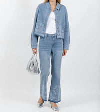 Oui - Embroidered Boot Cut Jeans