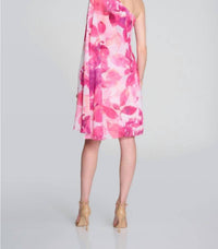 Joseph Ribkoff - Floral Print One-shoulder Cape Sleeve Mini Dress