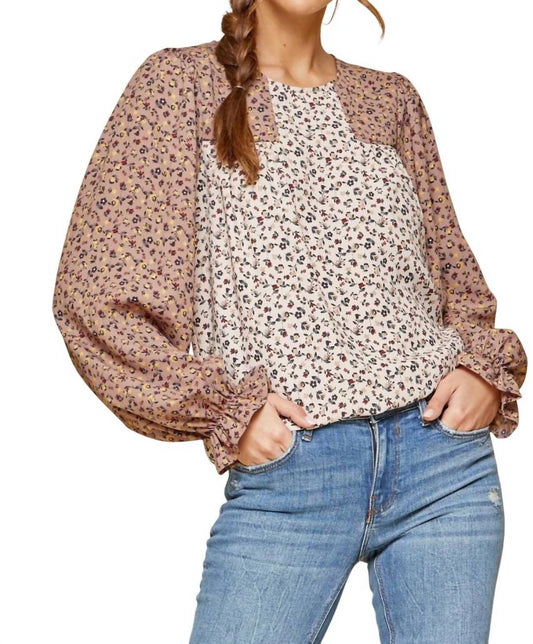 Andree By Unit - Two-Tone Floral Blouse