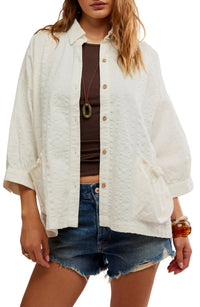 Free People - Just Like Me Relaxed Fit Cotton Seersucker Shirt