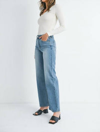 JBD. High Rise Full Length Straight Jeans in blue - women's jeans - alternate view