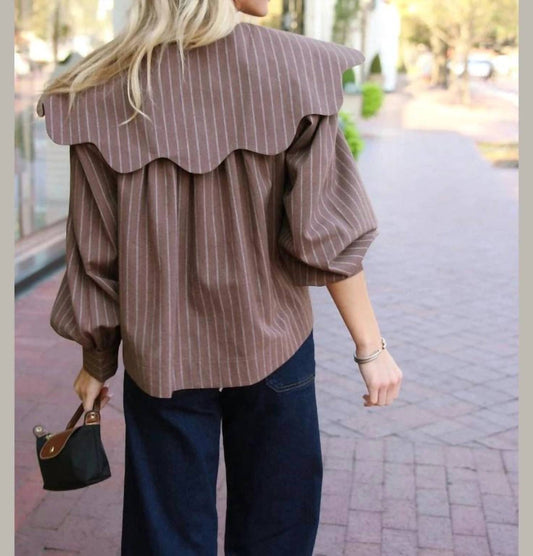 Karlie - Stripe Peter Pan Collar Top