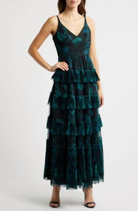 Hutch - Freya V-Neck Tiered Ruffle Gown