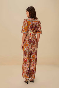 FARM RIO Floral V-neck Jumpsuit in multicolor - women's pants - alternate view