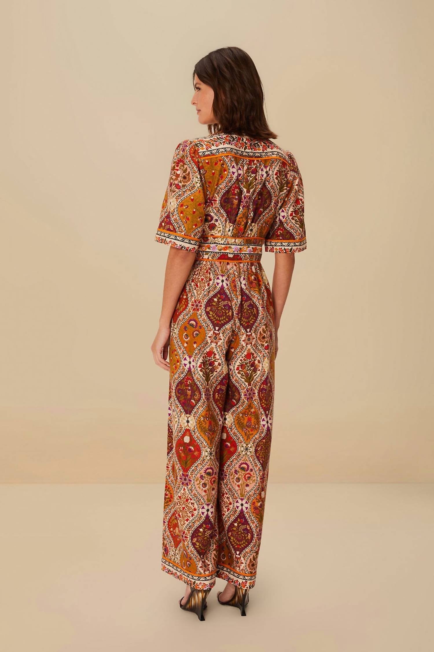 FARM RIO Floral V-neck Jumpsuit in multicolor - women's pants - alternate view