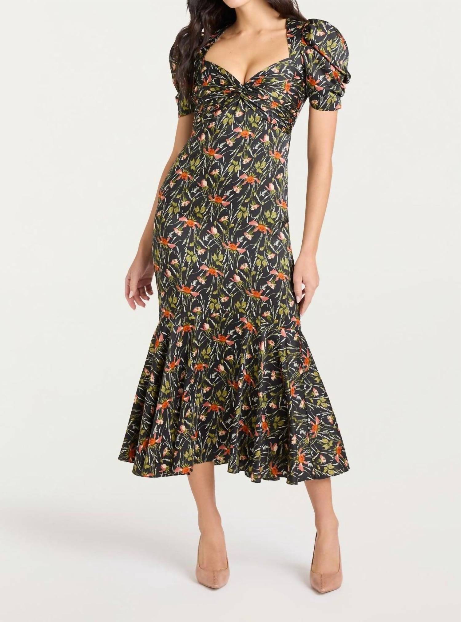 cinq a sept Windswept Meadow Wilma Maxi Dress in black multi - women's dress - view 5
