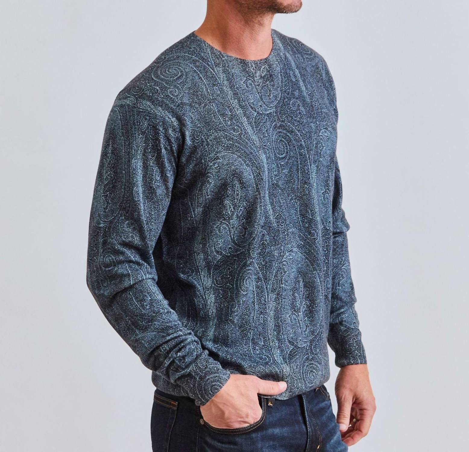ETRO Paisley Print Sweater in navy - women's sweater - alternate view