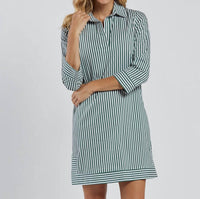 Jude Connally - Finley Cotton Shirting Striped Dress