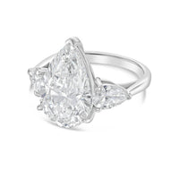 Diana M Jewels - Women's Platinum Diamond Pear Shape Three Stone Ring (12ct Center And 1.50 Cts On Sides)