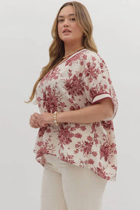 Entro - Benson Curve Banded Stripe Oversized Dolman Blouse