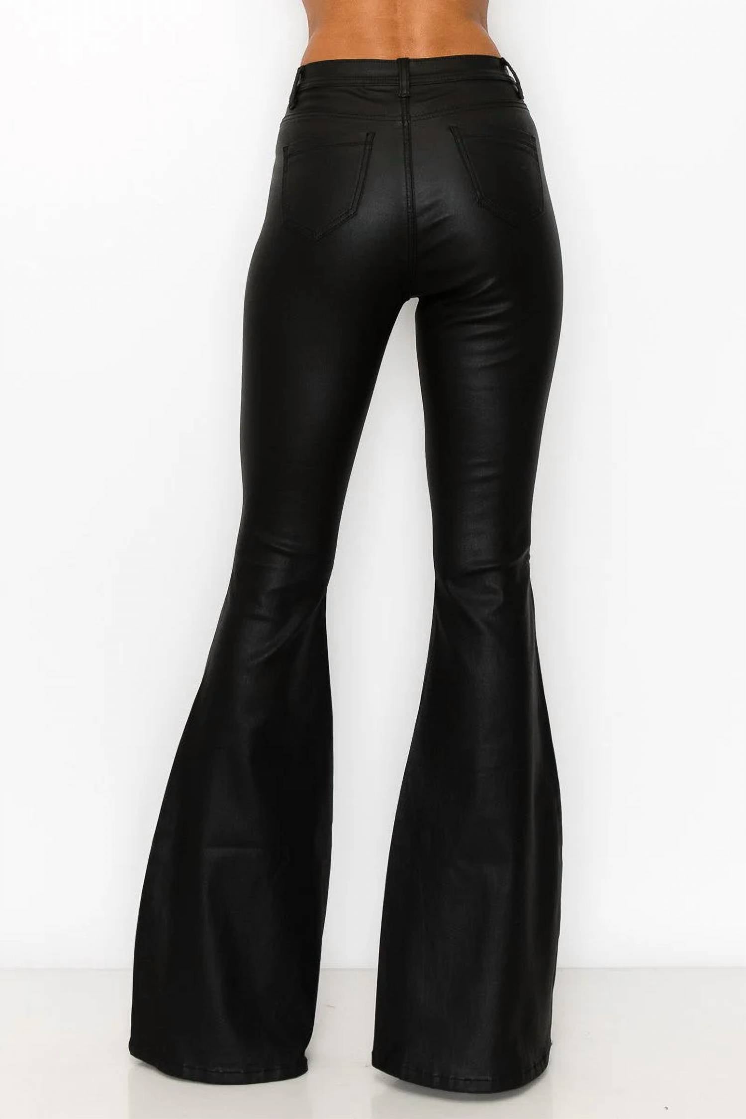 Jc & Jq Jeans - High Waist Coated Pu Super Bell Bottom Pants