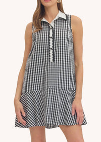 Entro - Gingham Cotton Mini Dress