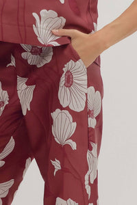 Entro - Woven Floral Wide Leg Pants