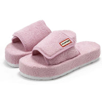 HUNTER Women's Original Terry Towelling Logo Slides in fox glove - women's shoe