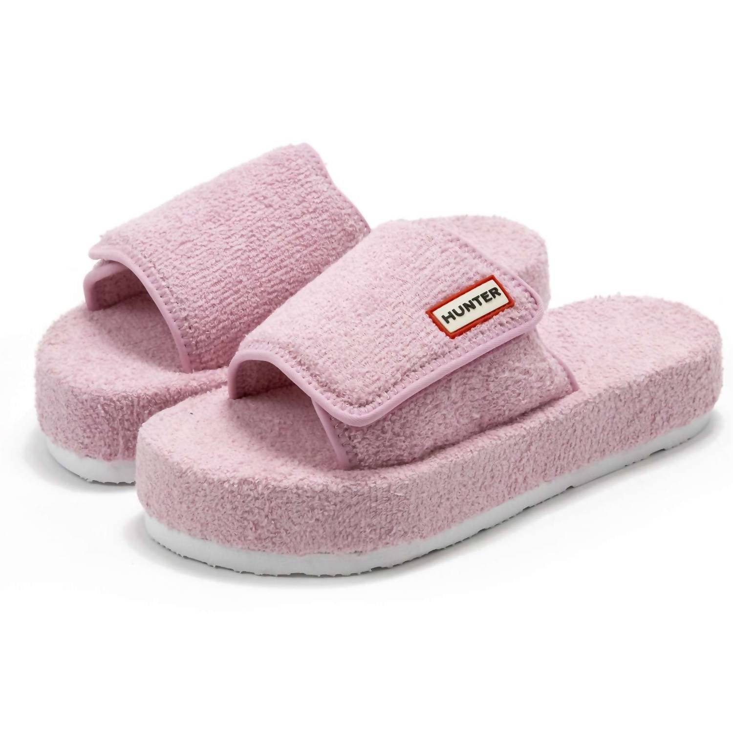 HUNTER Women's Original Terry Towelling Logo Slides in fox glove - women's shoe