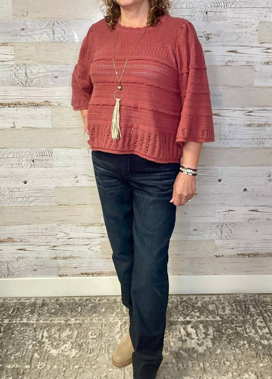 Democracy - Women's Bell Sleeve Stitch Mix Sweater