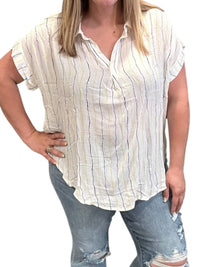 Sew In Love - Button Back Stripe Top