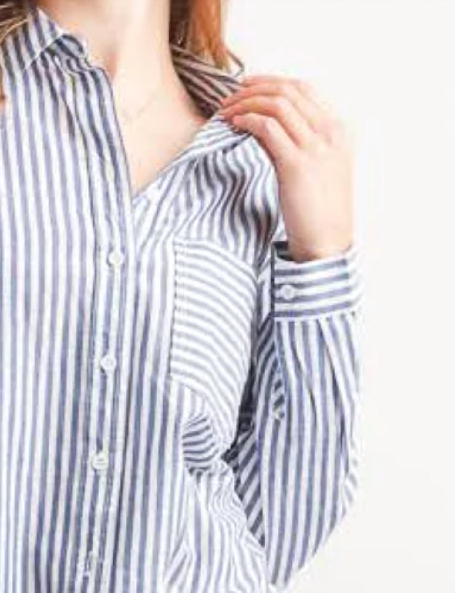 Papillon - Striped Cotton Button Front Shirt