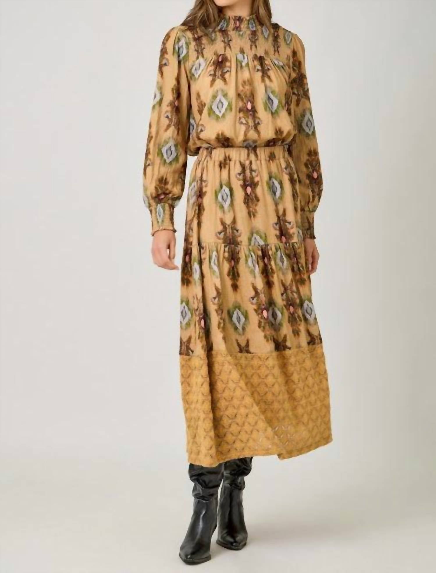 mystree Mixed Media Tiered Skirt in latte - women's skirt - view 7