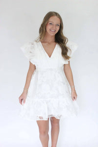 Tcec - Blossom Ruffle Sleeve Midi Dress