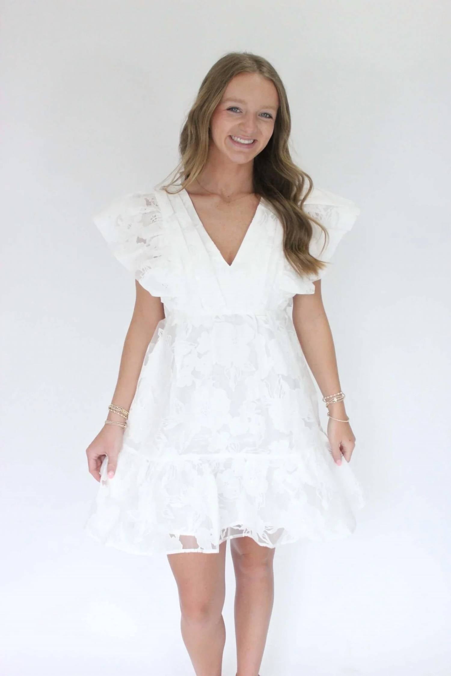 Tcec - Blossom Ruffle Sleeve Midi Dress