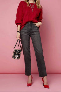 Coco + Carmen - Everstretch Straight Ankle Jeans With Front Rhinestones