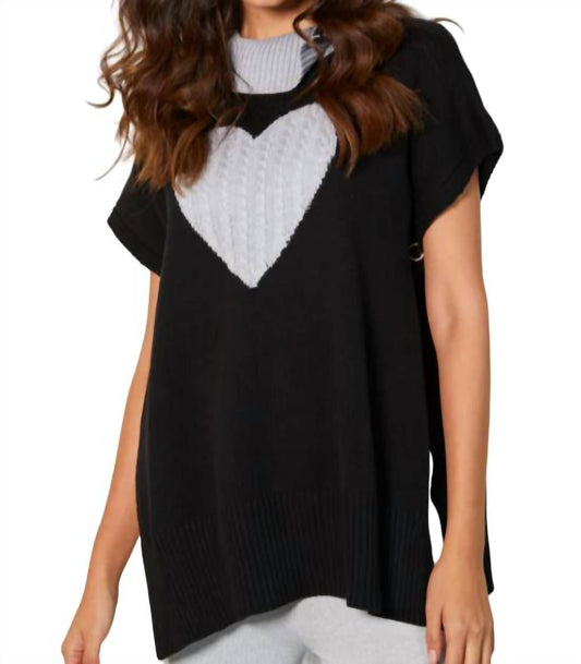 Zip Cowl Neck Heart Poncho