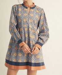 Jodifl - Ruffled Neck Floral Mini Dress