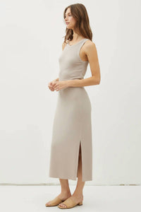 Be Cool - Ribbed Knit Sleeveless Tank Midi Dress