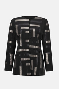 Joseph Ribkoff - Scuba & Leatherette Collarless Jacket